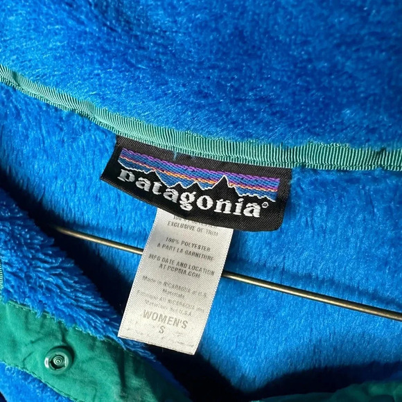 Patagonia Women’s Small Re-tool T-snap pullover blue and green front pockets - Picture 3 of 3